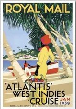 1939 ROYAL MAIL ATLANTIS WEST INDIES CRUISE BEACH TRAVEL VINTAGE POSTER REPRO