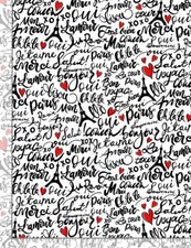 Bonjour Fabric - Paris French Word Script on White - Timeless Treasures YARD