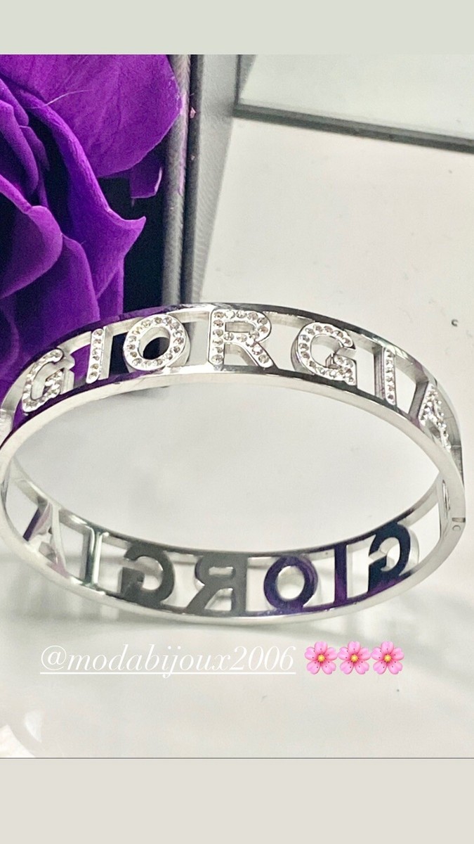 Bracciale Manetta Con Nome Giorgia In Acciaio Con Scritta