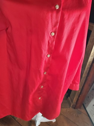 Lands End Outfitters Top Blouse Womens 1X Plus Sz Red Shirt Button Up Long Slv - Picture 9 of 19