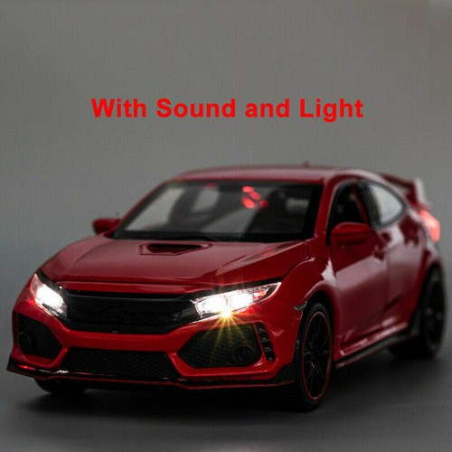 1/32 Model Car Diecast Toy Collection Sound&Light Gift For Honda Civic Type R - Picture 20 of 27