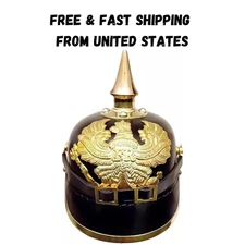 Medieval Replicas Imperial German Spiked Pickelhaube Black Leather Helmet