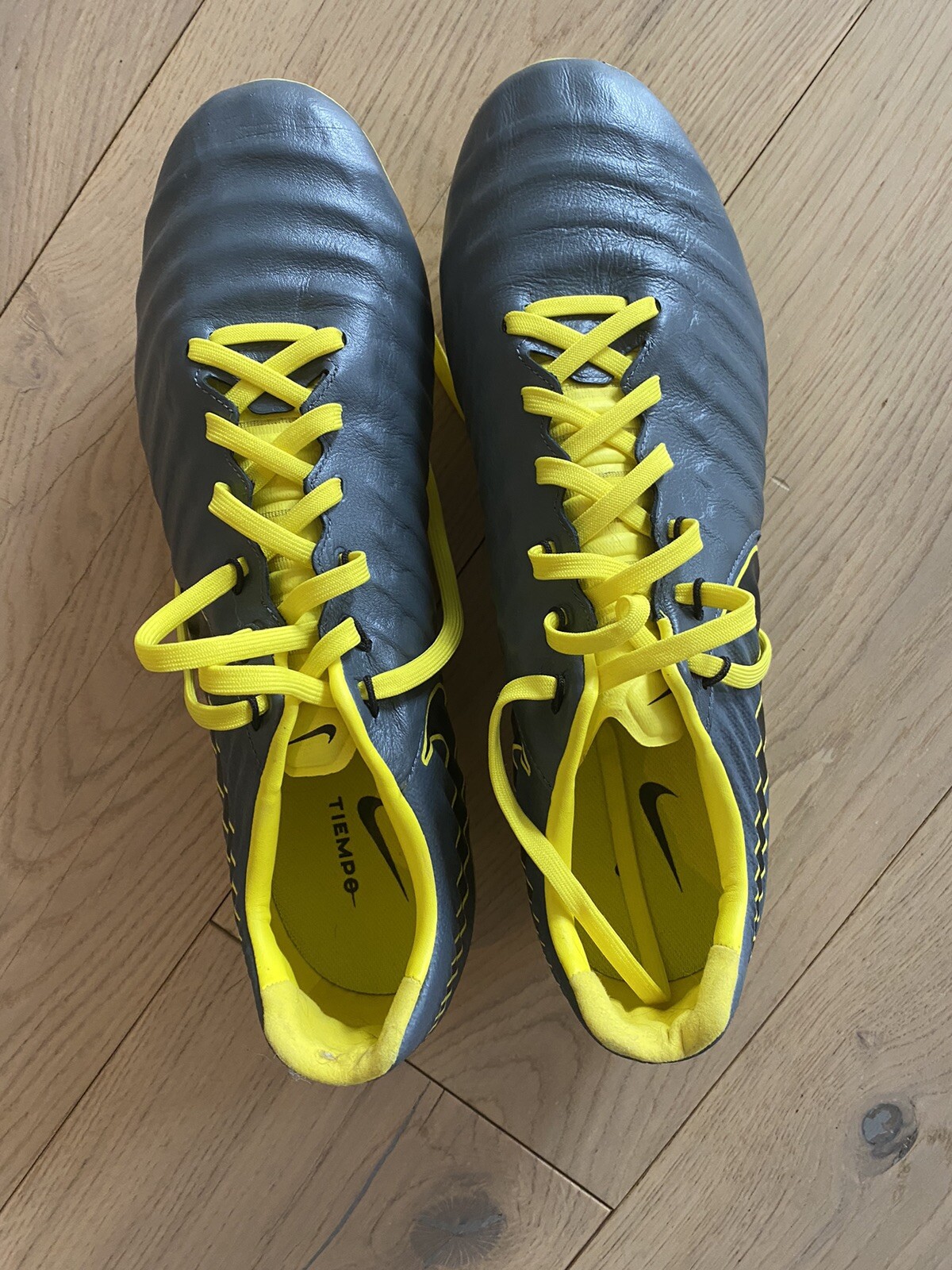 Nike Tiempo Legend 7 Pro FG Kangaroo Leather Size 12 Gray Yellow Soccer