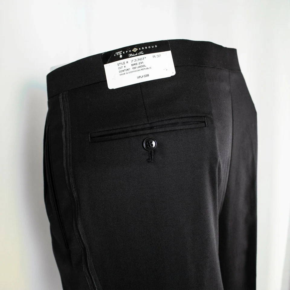 Pantalones de Esmoquin JOSEPH ABBOUD Negro con Suspensión Botón Inserto Hombres Talla 36"W x 36"L Foto 2 de 4