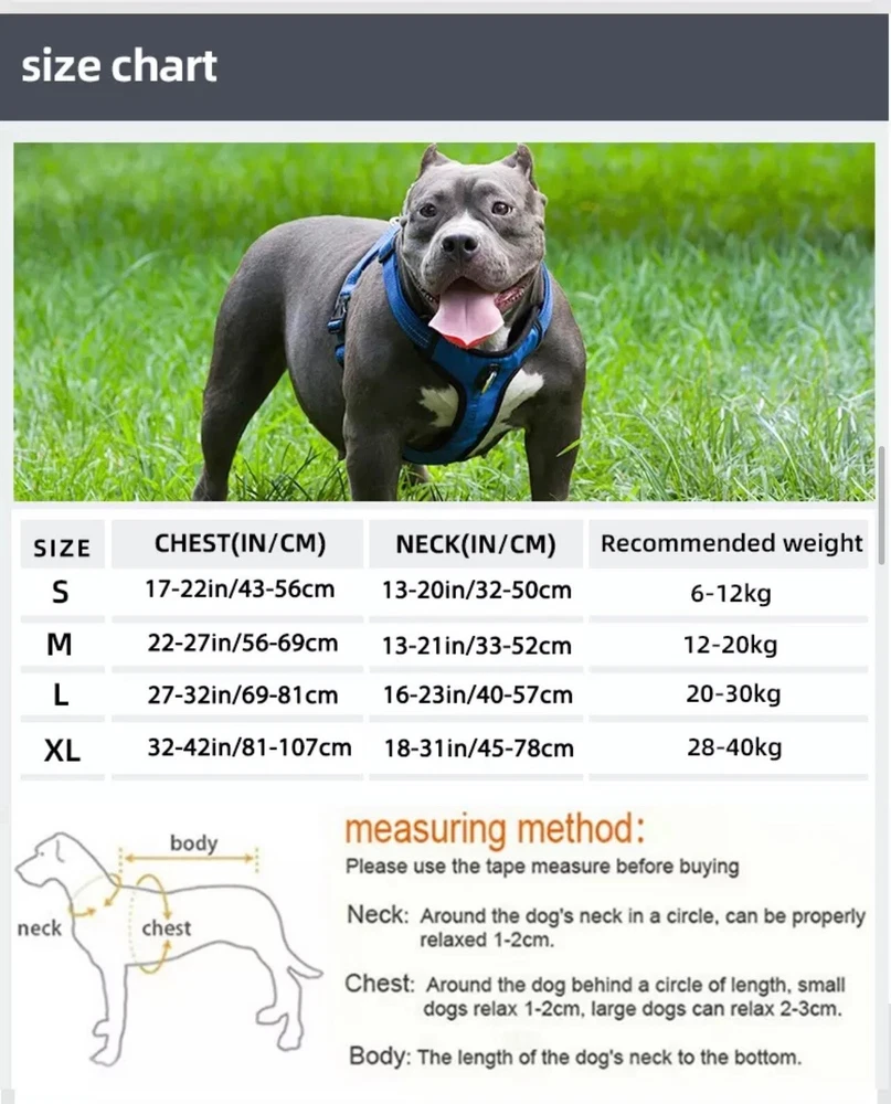 Dog Harness Nylon Reflective Adjustable Small Medium Large X-Large