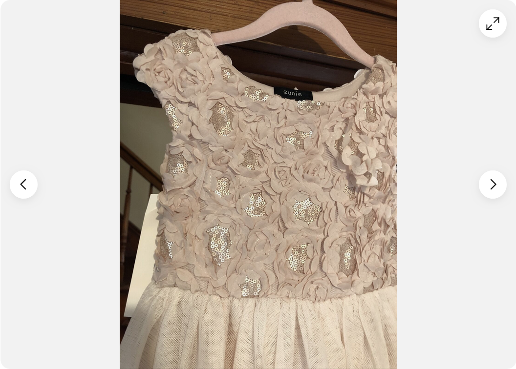 Zunie Toddler Girl's Floral Tulle Dress Low Party Dress(CHAMPAGNE 6)NWT