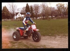 Vintageb Boy In Racing Suit On1985 Honda Atc 0x 3 Wheeler Racer Race Photo Ebay