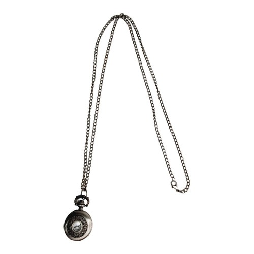 Stylish Necklace Pendant Watch Embossed Metal Case - 30" Chain Vintage - Picture 6 of 6