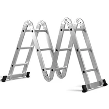 12.5' 12-Step Foldable Design Platform Step Aluminum Scaffold Ladder 330LB