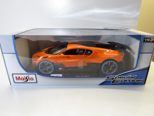 Maisto Diecast 1:18 Scale Model Bugatti Divo Orange / Carbon - Foto 1 di 8