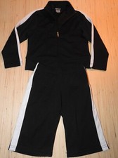 Boys Champion Toddler 2 Piece Track Suit Jacket Pants Black White Stripes XS/3/4