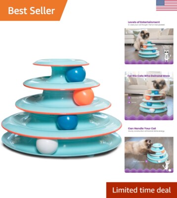 Interactive Cat Track Toy - 4 Levels of Ball Rolling Fun - Sturdy Construction