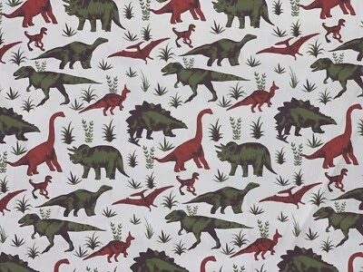 Adventure Dinosaur Grey Stretch Corduroy Fabric