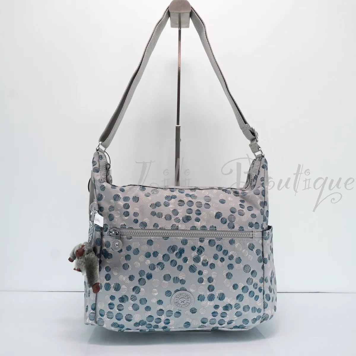 NWT Kipling HB6629 Alenya Crossbody Shoulder Bag Purse Nylon Grateful Geos Grey