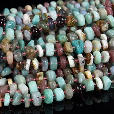 Natural Assorted Mixed Stone Gemstone Rondelle Slice 8-10MM Loose Beads D599 