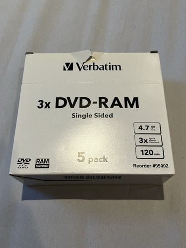 Verbatim 3x DVD-RAM Cartridge Type 4 Writable Media Discs (5 PACK) 4.7GB 120min - Picture 5 of 8