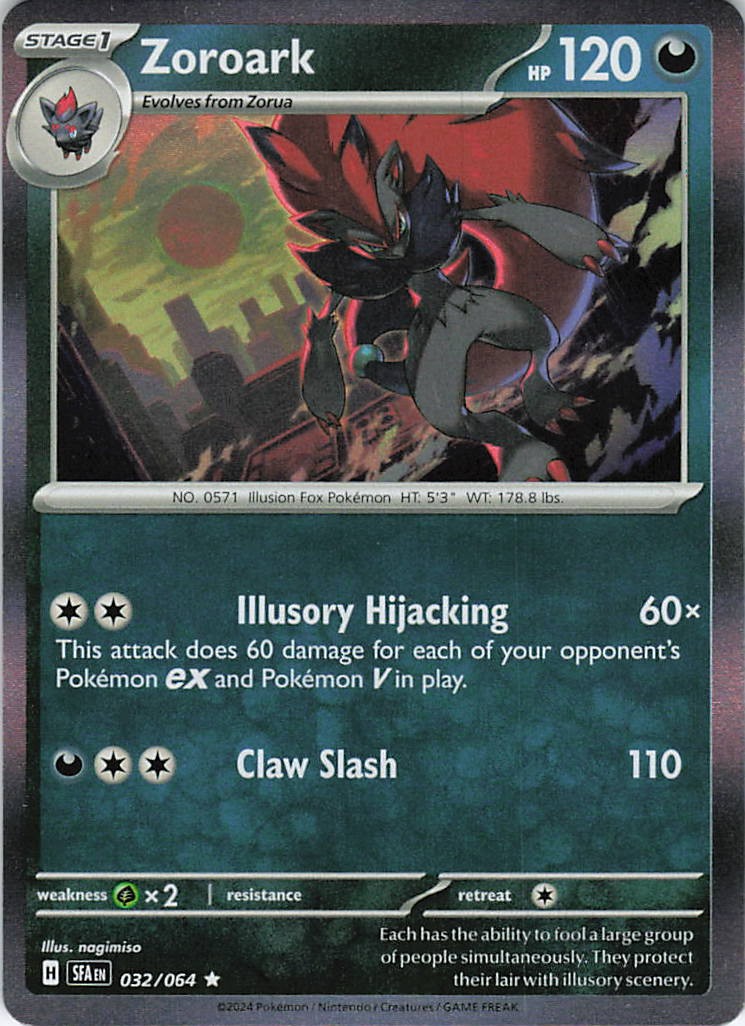 Zoroark 032/064 Rare Shrouded Fable Pokemon Holo Near Mint