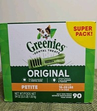 Greenies Original Petite Natural Dental Care Dog Treats, 54 Oz Box 90 Treats 