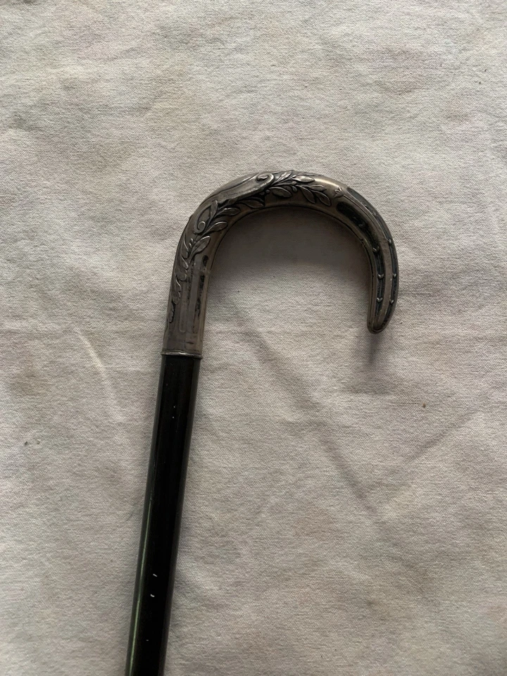 Ancienne Canne De Dandi Pommeau En Argent - Photo 4/4