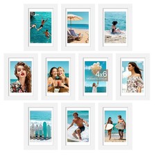 4x6 Picture Frame Set of 10, Display Pictures 3.5x5 with Mat or 4x6 Without, ...
