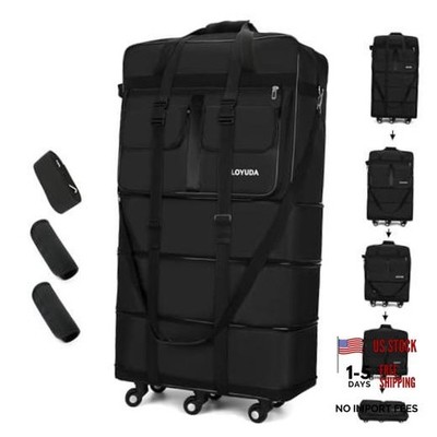 130L Expandable Luggage, 40 Inch Suitcase with Wheels, Collapsible Black