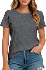 Women's Short Sleeve Crew Neck Stylish T-Shirt Solid color S-XXXL Gray 6.34 oz