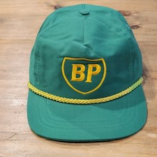Vintage BP British Petroleum Hat Strap Back Green Yellow Rope Oil Gas One Size