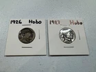 (2)  1926 and 1927  HOBO  BUFFALO NICKELS,   STAMPED BP on BACK,   SUPERB!!!