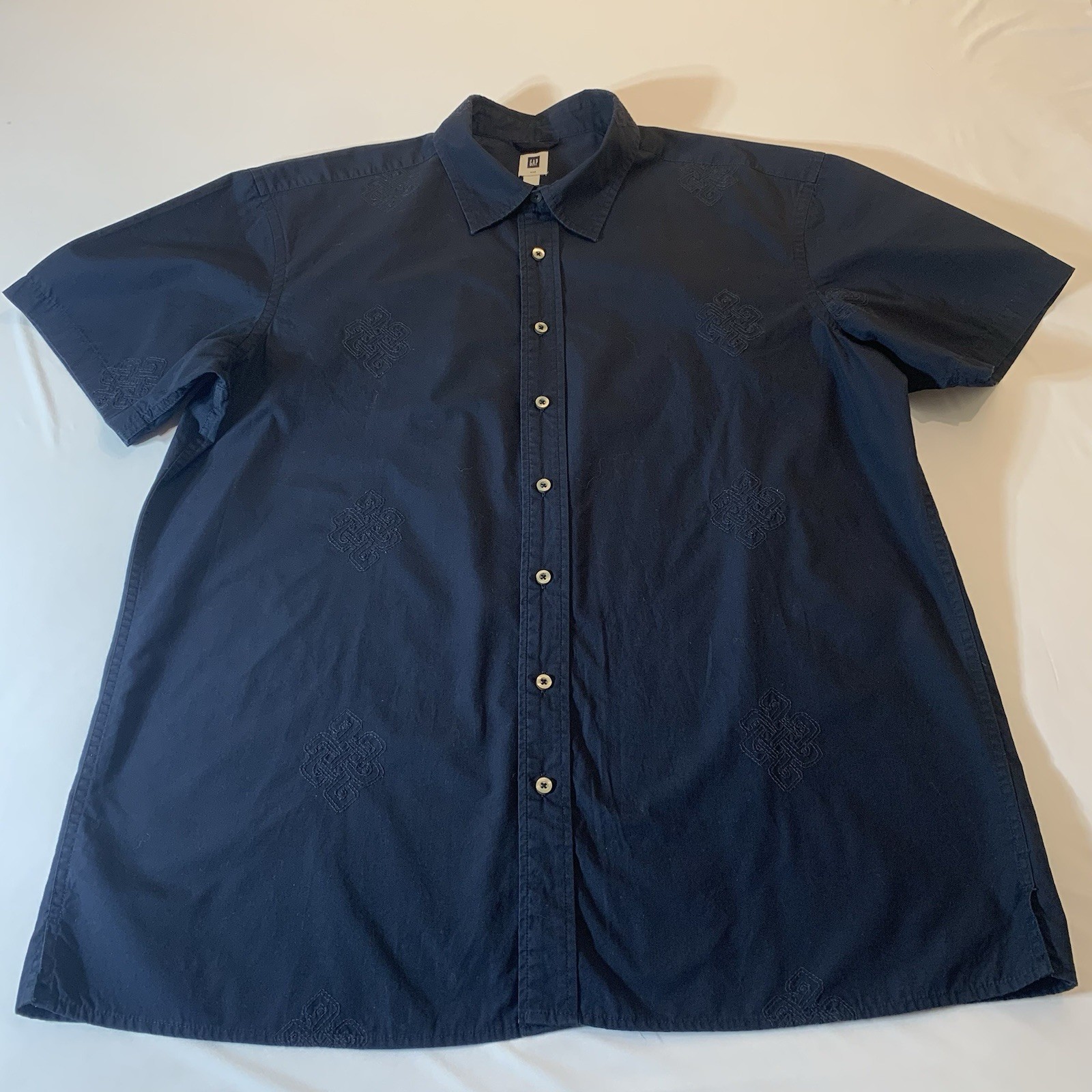 CAP MENS NAVY SHORT SLEEVES SHIRT XX-LARGE CASUAL BUTTON UP