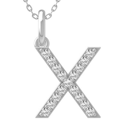 Im Labor gezüchteter Diamant Sterlingsilber Initiale X Buchstabe Halskette 18'' Kabelkette
