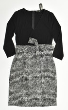 Express Women's Size Small Black Ribbed Knit Houndstooth Tie Waist Sheath Dress
