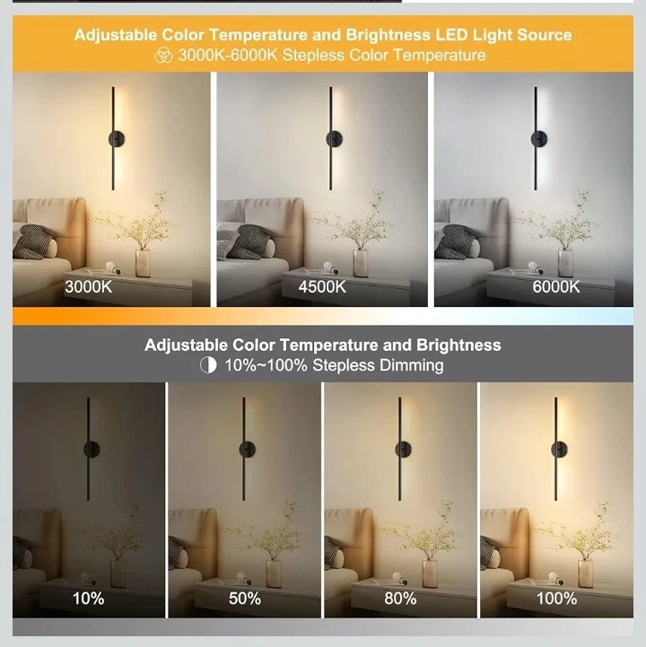 Apliques de Pared Control Remoto Inalámbrico Batería LED Luces de Pared Lámpara de Pared Interior Negro...291 Foto 3 de 4