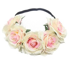 Women's Hairband, beige - Rose Flower Crown Wedding Festival Headband Floral ...