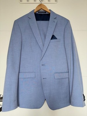 Finshley & Harding BLACK Anzug Hellblau Gr. 52 Slim Fit Sakko + Hose wie neu