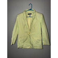 Savannah II Vintage Lime Green Linen Blend Skirt Suit Set Petite 8P Chartreuse