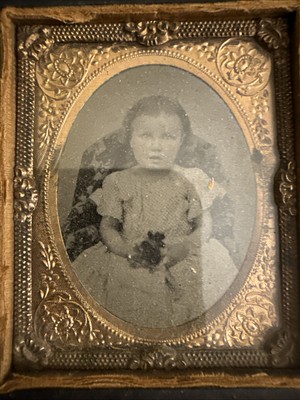 Stunning Antique Ambrotype Photo Half Case Victorian Baby Girl Rare leather  