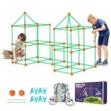 96 Rods 44 Balls Fort Building Kit Kids DIY Indoor Castle STEM Play Tent Toy 4+