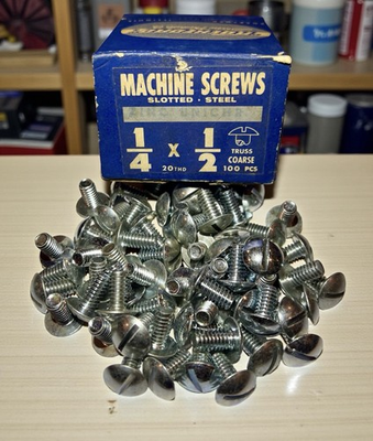 #ad NOS Vintage 60 Machine Screws Rockford Co 1 4” x 1 2” 20thd Truss Coarse W Box $20.25