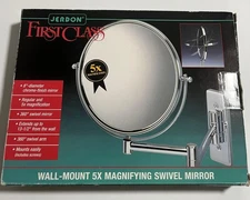 Jerdon First Class Wall Mount 5X Magnifying Swivel Mirror; Chrome Finish; Swivel