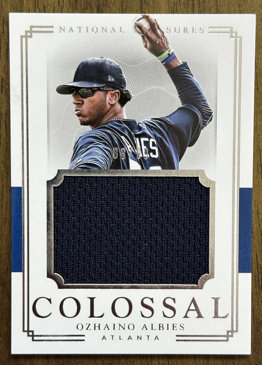 2017 Panini National Treasures - Colossal Materials Ozzie Albies Jersey #d 88/99