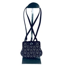 Borsa a tracolla Brighton Kisslock cuore mini nera argento a scacchi Y2K