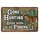 Vintage Hunting Lodge Tin Metal Signs Home Décor Wall Art 8x12 Gone Hunting Back