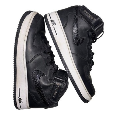 Nike Air Force 1 Mid Stussy Black Light Bone Y2K DJ7840-001 Mens Size 9