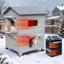 Plastic Outdoor Cat House - Cat House for outside with Insulated Liner for Winte