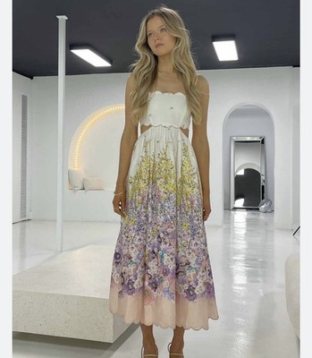 zimmermann cutout linen midi dress Zimmermann Raie cutout linen midi dress Zimmermann
