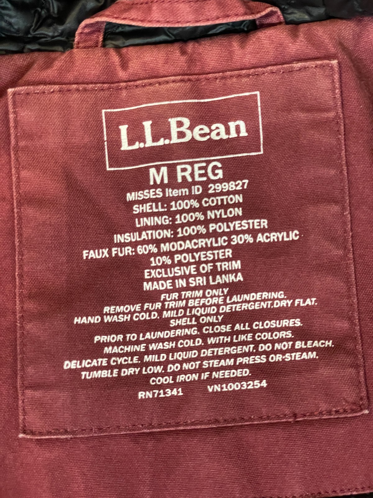 L.L.Bean Field Jacket Womens M Burgundy Hooded Utility Coat Quilted Elbows thumbnail 3