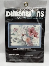 Vintage Dimensions No Count Cross Stitch Kit "Pastel Floral" 1987 SEALED 6507