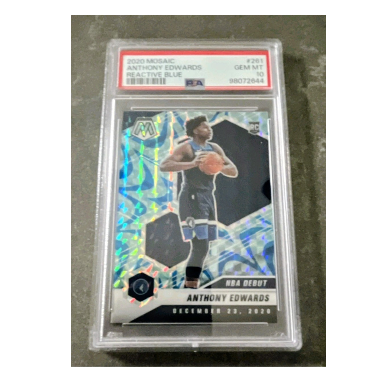 Panini 2020-21 Mosaic Anthony Edwards NBA Debut #261 Reactive Blue Prizm PSA 10