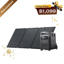 EcoFlow DELTA Pro 3600Wh Power Station + 160W Solar Panel Certified Refurbished