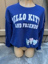 Hello Kitty and Friends Graphics BLUE Cropped Cinched Sweatshirt - Women's L